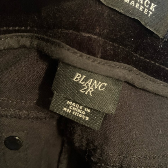 WHBM Black Velour Feel Pants with beaded design on pockets - Picture 6 of 7